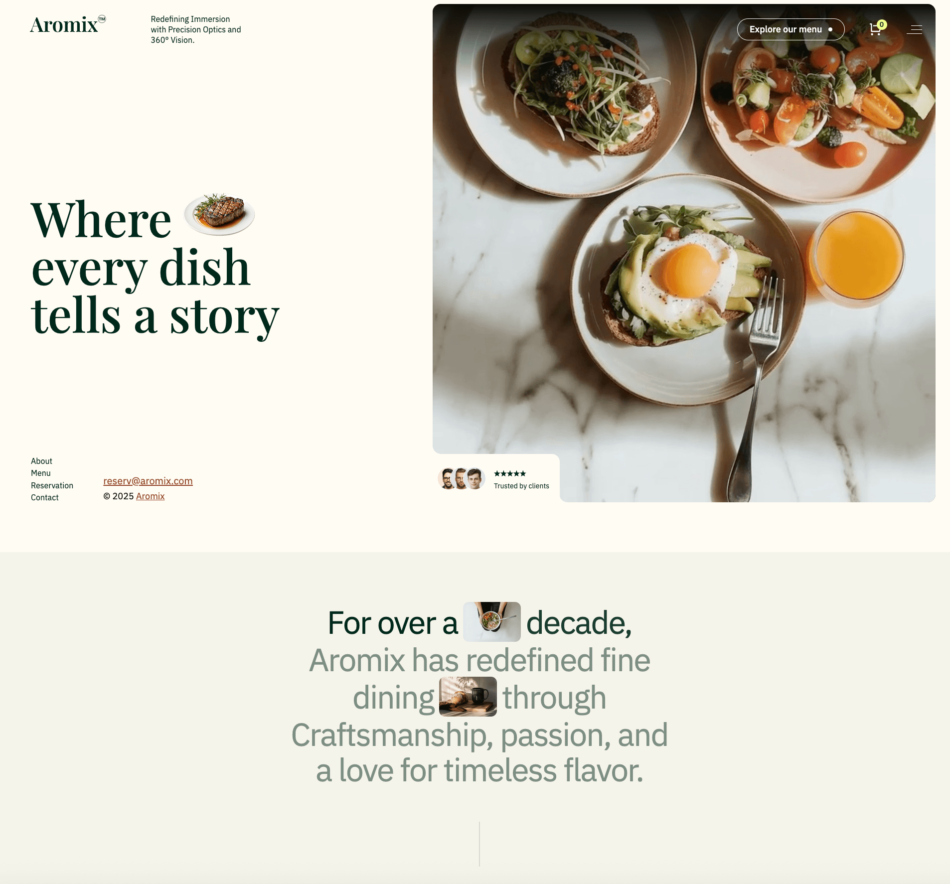 Restaurant desktop website