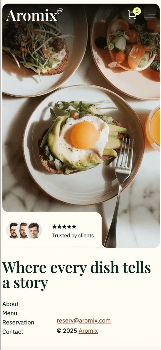 Restaurant mobile website